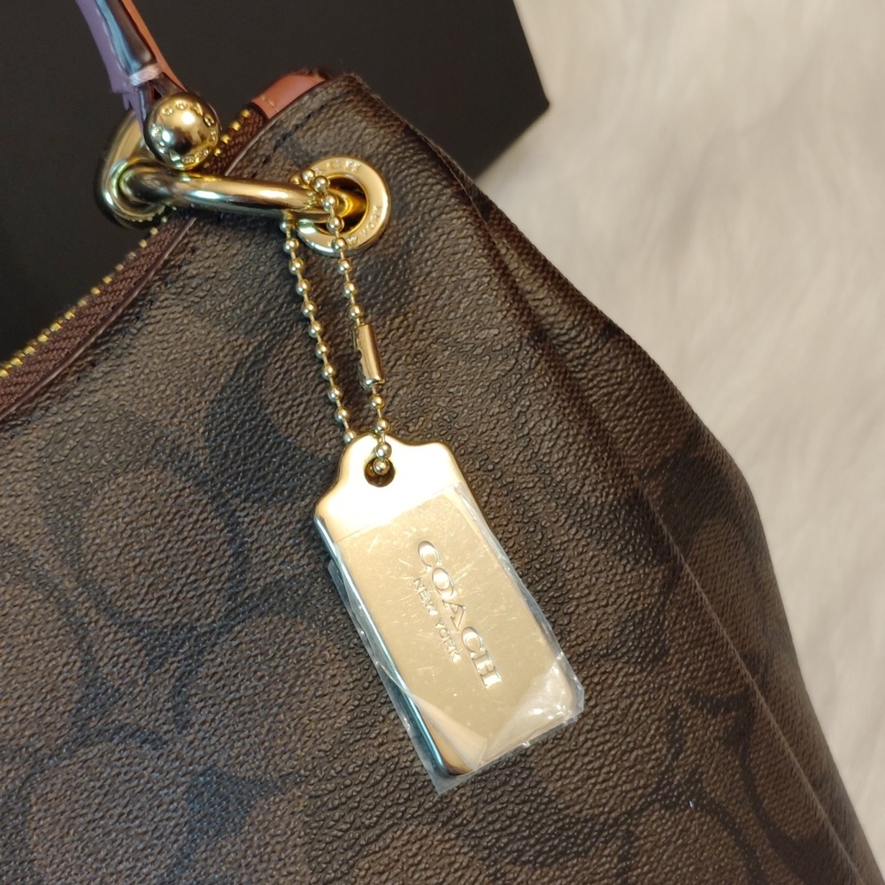COACH BUNDLE CROSSBODY BAG Brown Black PINK SIGNATURE Satchel & Wallet SET - Picture 5 of 13